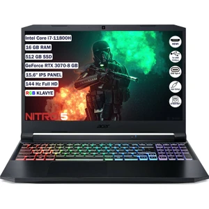 Nitro 5 AN515-57 İntel Core i7 11800H 16 GB 512 GB SSD RTX 3070 8 GB Freedos 15.6" FHD Taşınabilir Bilgisayar NH.QFGEY.002
