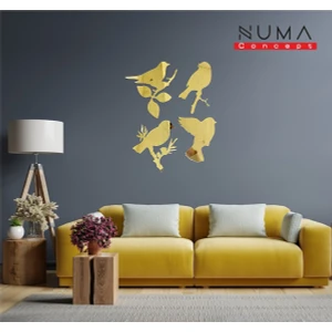 Numa Concept Modern 4'lü Kuş Pleksi Gold