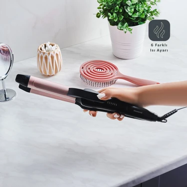Homend Hairmony 4605H 2 In 1 Saç Düzleştirici ve Maşa 19 mm Seramik Plaka ile 6 Farklı Isı