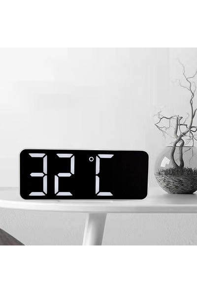 Lovoski Modern Masa Masa Saati LED Dijital Saat Takvimi Salon Öğrenme Siyah Yansıtma (Yurt Dışından)