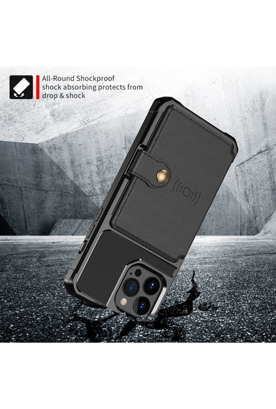 Zsykd Manyetik Cüzdan Kart Torbası Deri Telefon Kılıfı Iphone 14 Pro Max (Siyah) (Yurt Dışından)