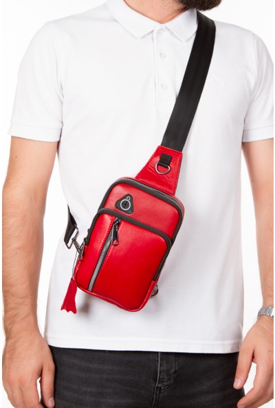 Kindfox Deri Unisex Kulaklık Çıkışlı Mini Bodybag | Omuz Çantası | Çapraz Çanta