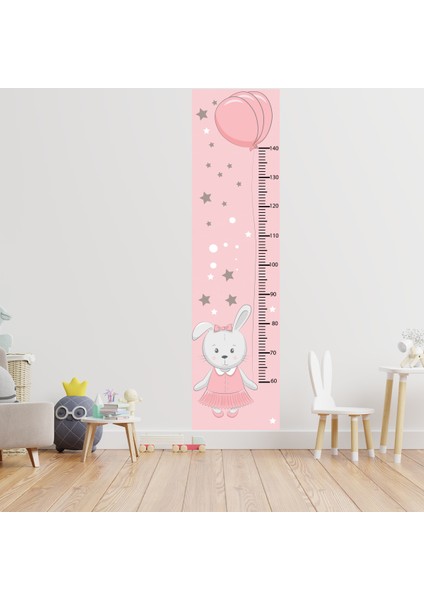 Sevimli Tavşan ve Balon Temalı Çocuk Odası Boy Ölçer Sticker fiyatları
