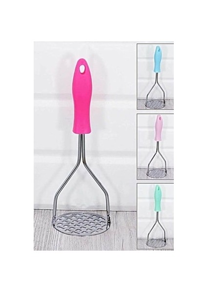 Renkli Saplı Metal Patates Ezici