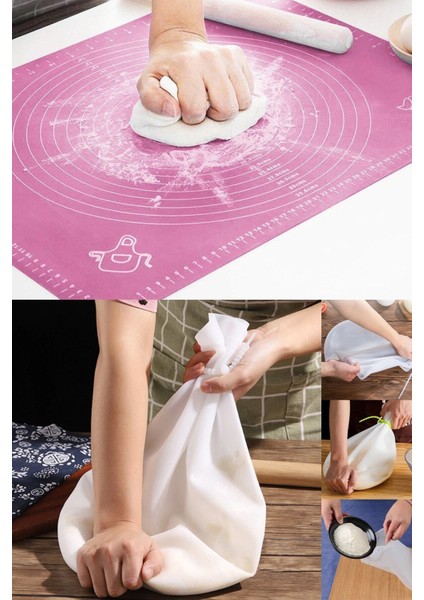 Hamur Açma MATI(50X40) ve Hamur Yoğurma TORBASI(21X28) 2li Set