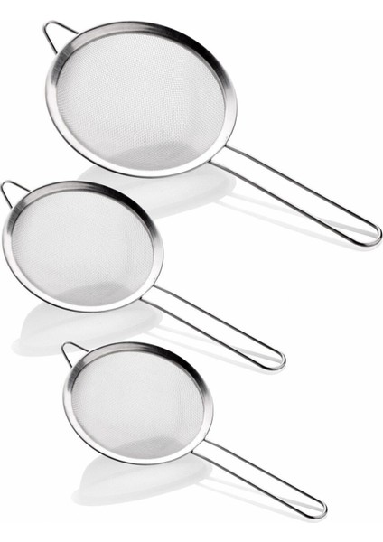 Paslanmaz Çelik 3 Boy Süzgeç Seti
