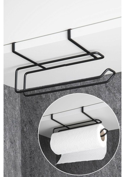 Dolap Kapağına Uyumlu Paslanmaz Mat Kağıt Havluluk Siyah