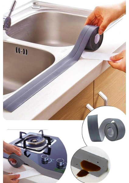 Gri Su Sızdırmaz Banyo Mutfak Lavabo Küvet Izolasyon Şerit Bant