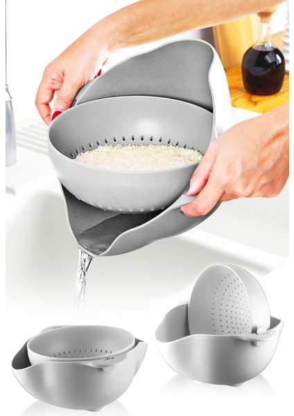 360 Derece Dönebilir Çift Hazneli Süzgeç