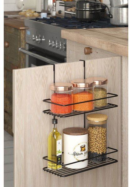 Askılı Dolap Içi Iki Katlı Banyo&mutfak Rafı Mat Siyah SF005