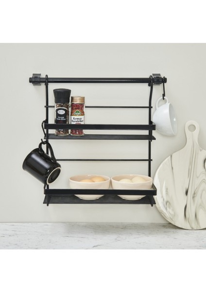 Lüx Ikili Mutfak Rafı - Siyah