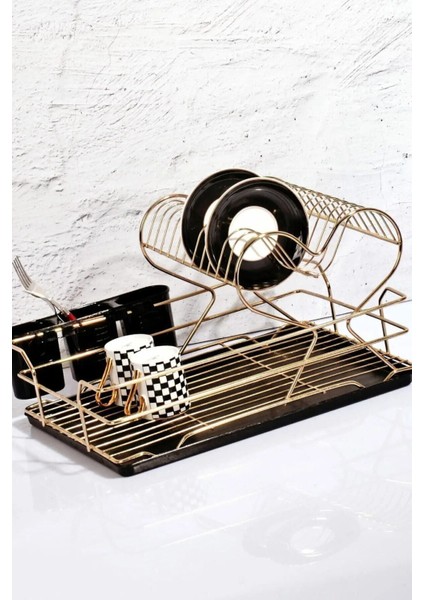 Kalpli Altın Renk Tabaklı Lüx Bulaşıklık