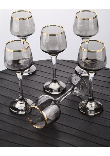 Lüx Lüsterli Küçük Ayaklı Kahve Yanı Bardağı - Füme Gold Renk