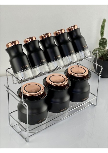 Lüx Metal Vakum Kapaklı 8 Li Baharat Takımı