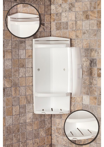 Banyo Köşe Rafı Kapaklı