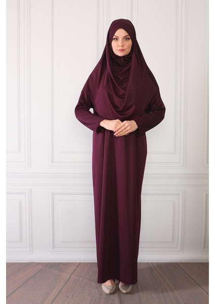 Kadın Boydan Giyimli Pratik Elbisesi Mürdüm