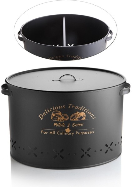 Büyük Boy Bölmeli Lüx Metal Patates-Soğan Kovası