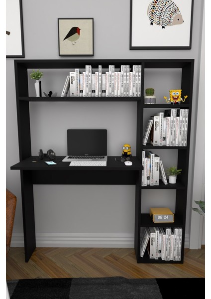 Kitaplıklı Çalışma Masası Siyah