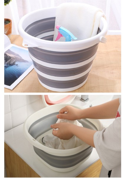 Pratik Katlanabilir Kova 12LT + Badya 10LT Gri