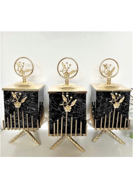 Ayaklı 3'lü Lüx Kavanoz & Baharaık Seti