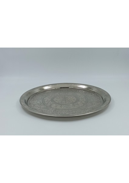 Bakır Tepsi Yuvarlak Desenli 34 cm Gümüş fırsatları