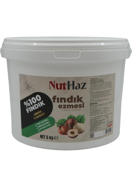 Şekersiz Sade Fındık Ezmesi Plastik Kova 5 kg