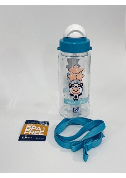 Mavi Blue Me Tritan Desenli Pipetli Matara 500 ml