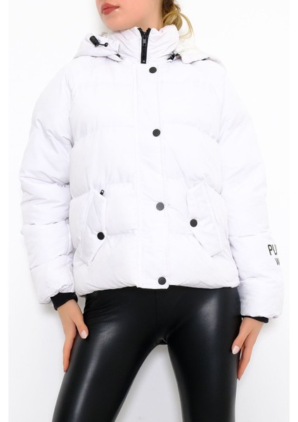 Kapşonlu Şişme Mont Beyaz - 10008.1555. fiyatları