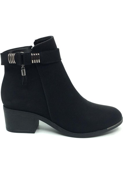 905 Kadın Kışlık Termo Kaymaz Taban Günlük Siyah Süet Topuklu Bot 36-40