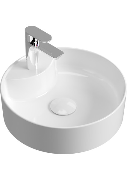 Aqua Bagno "bianzo" Tezgah Üstü Lavabo,batarya Delikli,42 cm Beyaz