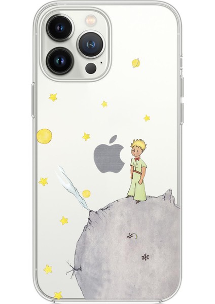 iPhone 14 Pro Max Uyumlu Küçük Prens Desenli Şeffaf Silikonlu Telefon Kılıfı
