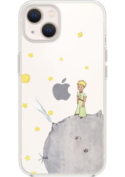iPhone 14 Uyumlu Küçük Prens Desenli Şeffaf Silikonlu Telefon Kılıfı