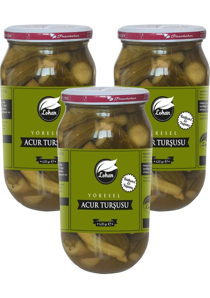 Ev Yapımı Yöresel Acur Turşusu Acılı 3 x 620 gr