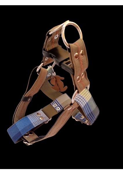 Köpek göğüs tasması küçük ırk keten ekose kolon destekli kumaş genişlik:3cm göğüs ölçüsü:30-55cm ayarlamalı dog harness GT4-12