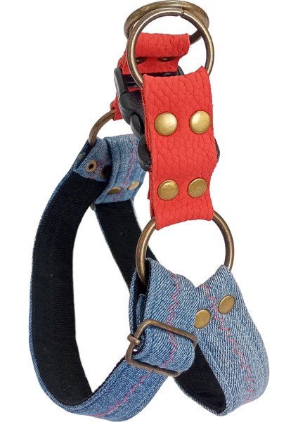 köpek göğüs tasması minik ırk kot mavi genişlik:2,5cm göğüs ölçüsü:28-40cm ayarlamalı dog harness GT2-4