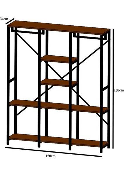 Dekormila Metal Portmanto Ayakkabılık Ceviz