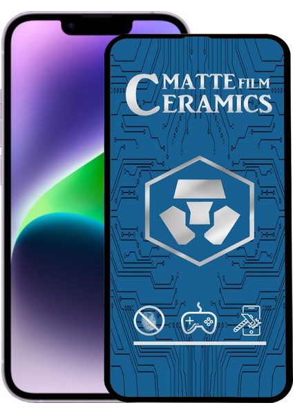 Caseworld Apple iPhone 14 Tam Kaplayan Mat Seramik Nano Esnek Ekran Koruyucu Cam