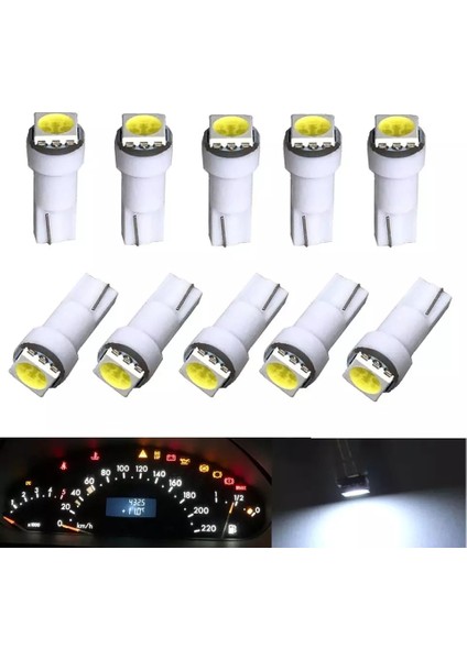 T5 5050 LED Oto Kilometre Kadran Aydınlatma Ampülü Beyaz 10 Adet fiyatları