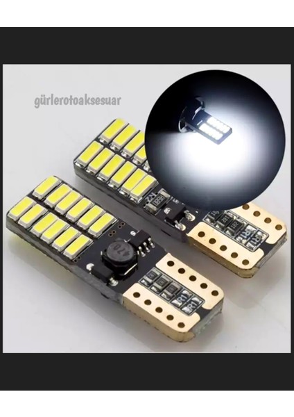 5 Adet Canbuslı T10 LED 12V Park Ledi Plaka Tavan Ledi 24SMD