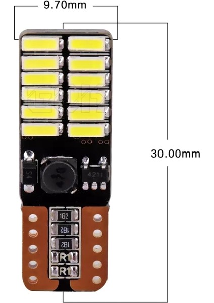 2 Adet T10 Plaka Ledi Dipsiz Soket 24SMD LED Beyaz Araç Ampulü