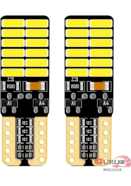 2 Adet T10 Plaka Ledi Dipsiz Soket 24SMD LED Beyaz Araç Ampulü