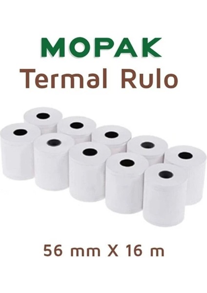 56 mm x 16 mt Termal Pos Yazarkasa Kağıdı 10 Paket 100 Rulo