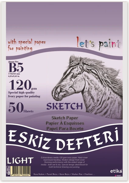 Sketchbook 120 Gr. 17X24 cm Lıght Ivory 50 Yaprak Tutkallı Eskiz Defteri