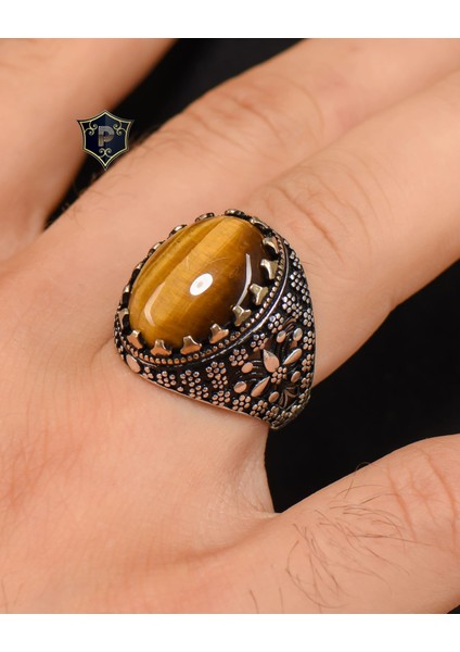 Gümüş 925 Ayar Gümüş Erkek Yüzüğü Kaplangözü Taşlı fiyatları