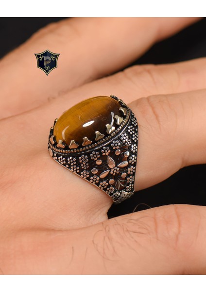 Gümüş 925 Ayar Gümüş Erkek Yüzüğü Kaplangözü Taşlı modelleri