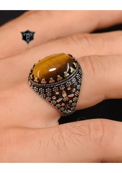 Gümüş 925 Ayar Gümüş Erkek Yüzüğü Kaplangözü Taşlı fırsatları