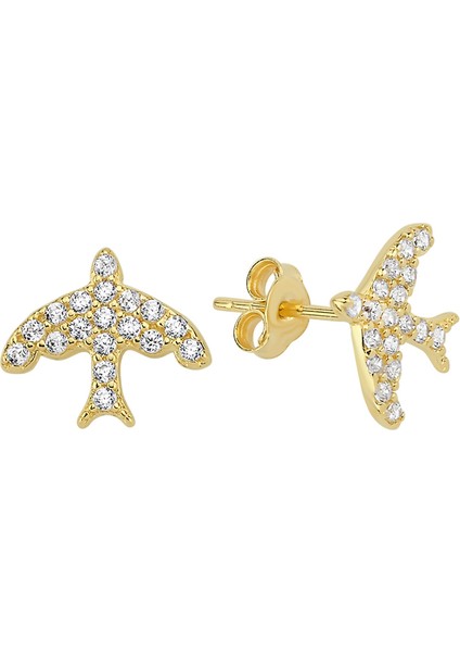 Altın Taşlı Kırlangıç Küpe