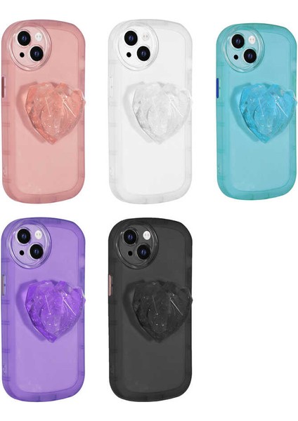 Apple iPhone 13 Kılıf Kamera Korumalı Kalp Pop Soketli Renkli Ofro Kapak Siyah