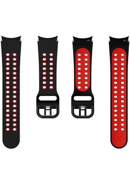 Samsung Galaxy Watch 4 Kordon Kayış Spor Delikli Esnek Silikon KRD-02 44mm Gri - Beyaz modelleri