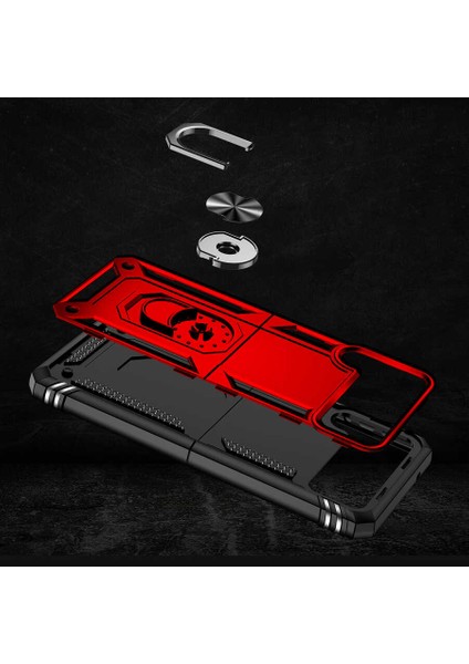Samsung Galaxy Z Flip 4 Uyumlu Kılıf Çift Katmanlı Yüzüklü Manyetik Vega Kapak Lacivert